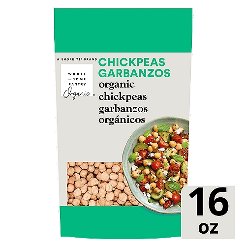 Wholesome Pantry Organic Chickpeas, 16 oz
Low Fat*
*Chickpeas, a Low Fat Food

Cholesterol Free†
†Chickpeas, a Cholesterol Free Food

Low Sodium‡
‡Chickpeas, a Low Sodium Food