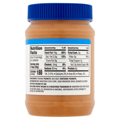 Natural Peanut Butter Nutrition Label