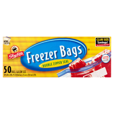 ShopRite Double Zipper Seal Freezer Bags, Gallon Size, 50 count