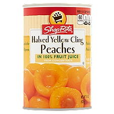 ShopRite Halved Yellow Cling in 100% Fruit Juice, Peaches, 15 Ounce