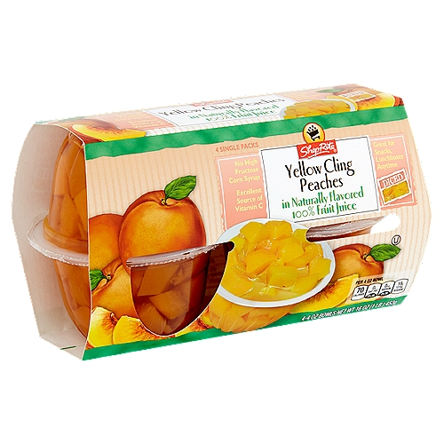 ShopRite Diced Yellow Cling Peaches in Naturally Flavored 100% Fruit Juice, 4 oz, 4 count