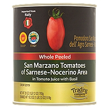 ShopRite Trading Company Whole Peeled San Marzano in Tomato Juice with Basil, Tomatoes, 28 Ounce