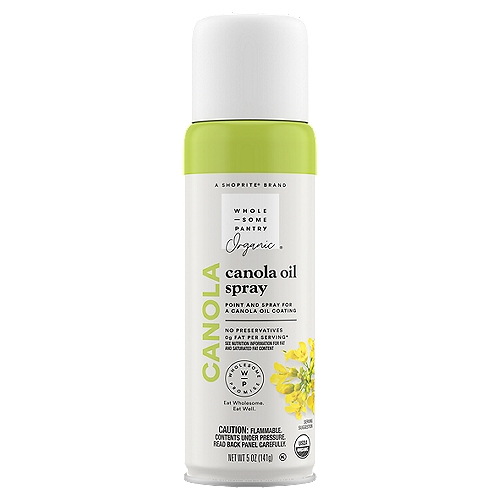Wholesome Pantry Organic Canola Oil Spray, 5 oz
0g Fat per Serving*
*Adds a Trivial Amount of Fat.
