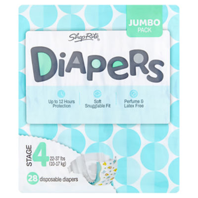 ShopRite Disposable Diapers Jumbo Pack, Stage 4, 22-37 lbs, 28 count