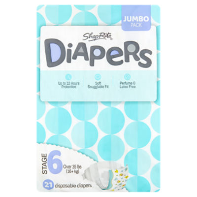 ShopRite Disposable Diapers Jumbo Pack, Stage 6, Over 35 lbs, 21 count