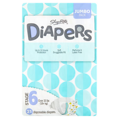 ShopRite Disposable Diapers Jumbo Pack, Stage 6, Over 35 lbs, 21 count, 21 Each