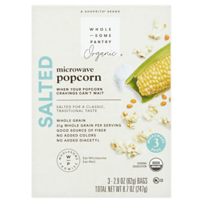 Wholesome Pantry Organic Salted Microwave Popcorn, 2.9 oz, 3 count, 8.7 Ounce