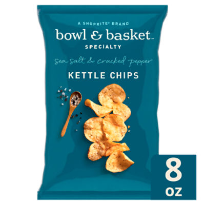 Bowl & Basket Specialty Sea Salt & Cracked Pepper Kettle Chips, 8 oz, 8 Ounce