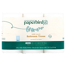 Paperbird 1000 1-ply sheets per roll, Bathroom Tissue, 6 Each