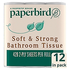 Paperbird Soft & Strong Bathroom Tissue, 429 2-ply sheets per roll, 12 count