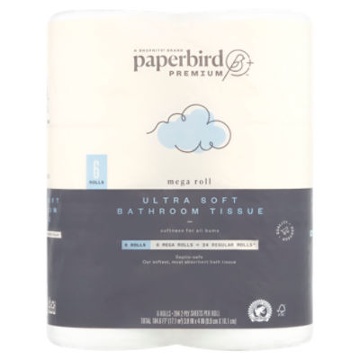 Paperbird Premium Ultra Soft Bathroom Tissue, 284 2-ply sheets per roll, 6 count