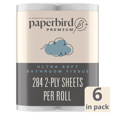 Paperbird Premium Ultra Soft Bathroom Tissue, 284 2-ply sheets per roll, 6 count