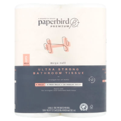Paperbird Premium Ultra Strong Bathroom Tissue, 286 2-ply sheets per roll, 6 count