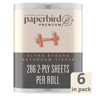 Paperbird Premium Ultra Strong Bathroom Tissue, 286 2-ply sheets per roll, 6 count