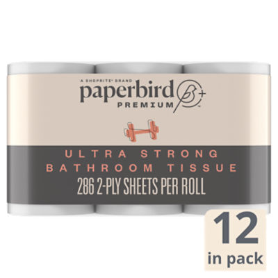 Paperbird Premium Ultra Strong Bathroom Tissue, 286 2-ply sheets per roll, 12 count