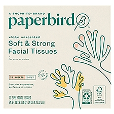 Paperbird White Unscented Soft & Strong 70 2-ply tissues per box, Facial Tissues, 1 Each