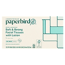 Paperbird White Unscented Soft & Strong with Lotion 120 2-ply tissues per box, Facial Tissues, 1 Each