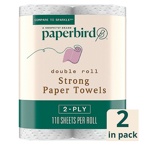 Paperbird Double Roll Strong Paper Towels, 110 sheets per roll, 2 count