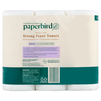 Paperbird Double Roll Strong Paper Towels, 110 sheets per roll, 6