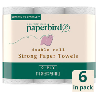 Paperbird Double Roll Strong Paper Towels, 110 sheets per roll, 6 count, 6 Each