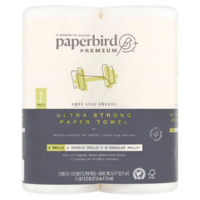Paperbird Premium Ultra Strong Paper Towel, 110 sheets per roll, 2 count