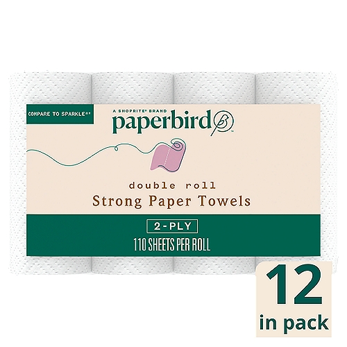 Paperbird Double Roll Strong Paper Towels, 110 sheets per roll, 12 count