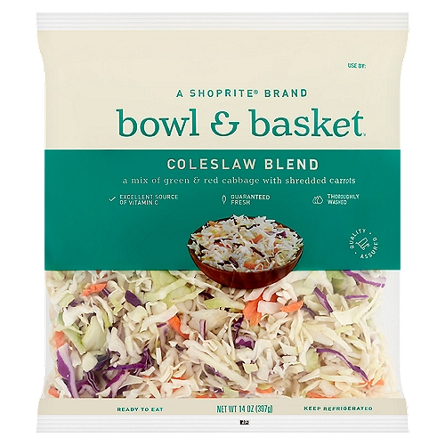 Bowl & Basket Coleslaw Blend, 14 oz
A Mix of Green & Red Cabbage with Shredded Carrots