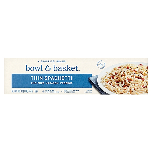 Bowl & Basket Thin Spaghetti No. 9 Pasta, 16 oz
Enriched Macaroni Product