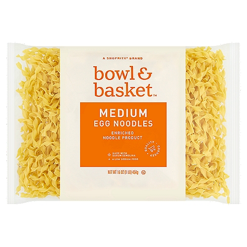 Bowl & Basket Medium Egg Noodles, 16 oz
Enriched Egg Noodle Product