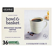 Bowl & Basket Light Roast Breakfast Blend Coffee K-Cup Pods, 0.31 oz, 36 count, 11.2 Ounce