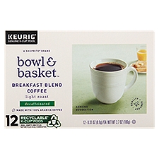 Bowl & Basket Decaffeinated Light Roast Breakfast Blend Coffee, K-Cup Pods, 3.7 Ounce