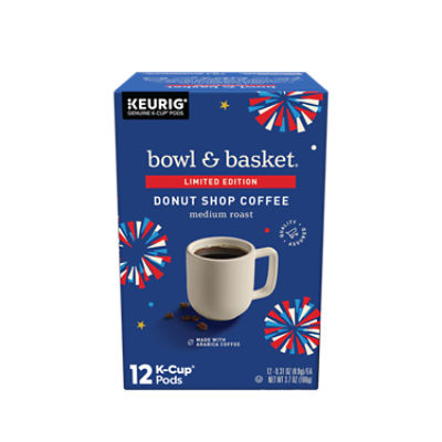 Bowl & Basket Medium Roast Donut Shop Coffee K-Cup Pods, 0.31 oz, 12 count