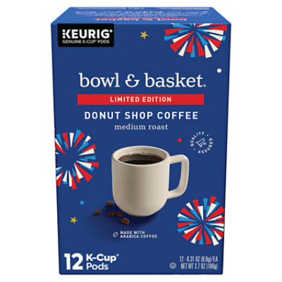 Bowl & Basket Medium Roast Donut Shop Coffee K-Cup Pods, 0.31 oz, 12 count