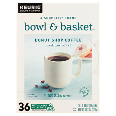 Bowl & Basket Medium Roast Donut Shop Coffee K-Cup Pods, 0.31 oz, 36 count