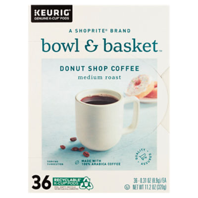 Bowl & Basket Medium Roast Donut Shop Coffee K-Cup Pods, 0.31 oz, 36 count, 11.2 Ounce