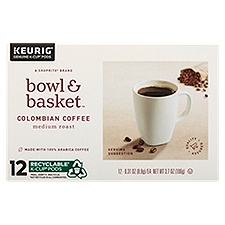 Bowl & Basket Medium Roast Colombian Coffee K-Cup Pods, 0.31 oz, 12 count, 3.7 Ounce