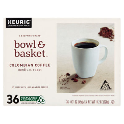Bowl & Basket Medium Roast Colombian Coffee K-Cup Pods, 0.31 oz, 36 count, 11.2 Ounce