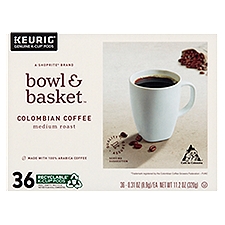Bowl & Basket Medium Roast Colombian Coffee K-Cup Pods, 0.31 oz, 36 count