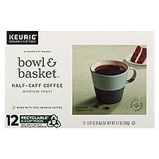 Bowl & Basket Medium Roast Half-Caff Coffee, K-Cup Pods, 0.31 Ounce