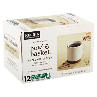 Bowl Basket Light Roast Hazelnut Coffee K Cup Pods 12 count