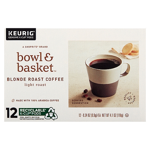 Bowl & Basket Light Blonde Roast Coffee K-Cup Pods, 0.34 oz, 12 count