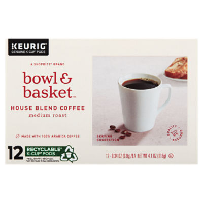 Bowl & Basket Medium House Blend Roast Coffee K-Cup Pods, 0.34 oz, 12 count