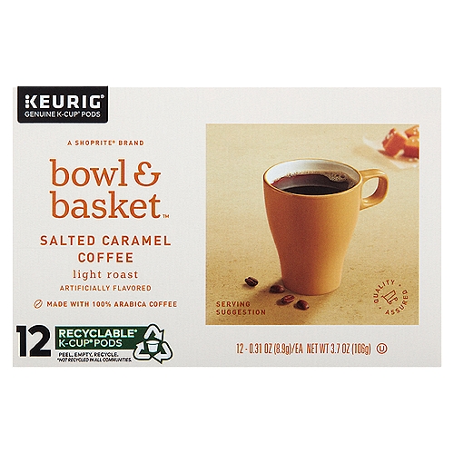 Bowl & Basket Light Roast Salted Caramel Coffee K-Cup Pods, 0.31 oz, 12 count