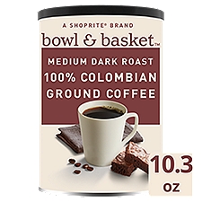 Bowl & Basket Medium Dark Roast 100% Colombian Ground Coffee, 10.3 oz, 10.3 Ounce