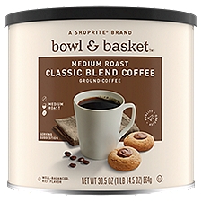 Bowl & Basket Coffee Medium Roast Classic Blend Ground, 30.5 Ounce