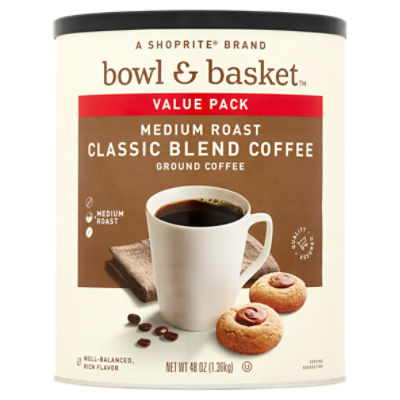 Bowl & Basket Classic Blend Medium Roast Ground Coffee Value Pack, 48 oz