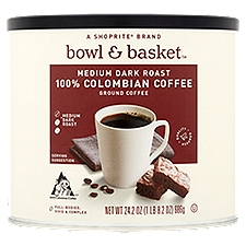 Bowl & Basket Medium Dark Roast Colombian Ground, Coffee, 24.2 Ounce