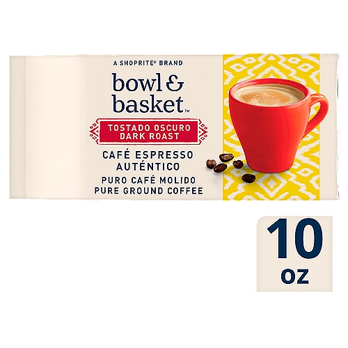 Bowl & Basket Café Espresso Auténtico Dark Roast Ground Coffee, 10 oz