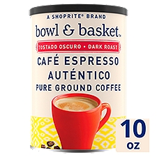 Bowl & Basket Café Espresso Auténtico Dark Roast Ground Coffee, 10 oz