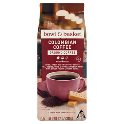 Bowl & Basket Colombian Medium Roast Coffee, 12 oz, 12 Ounce